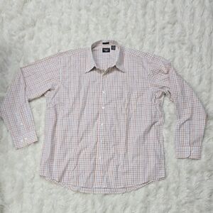 Haggar Orange and White Casual Button Down Shirt